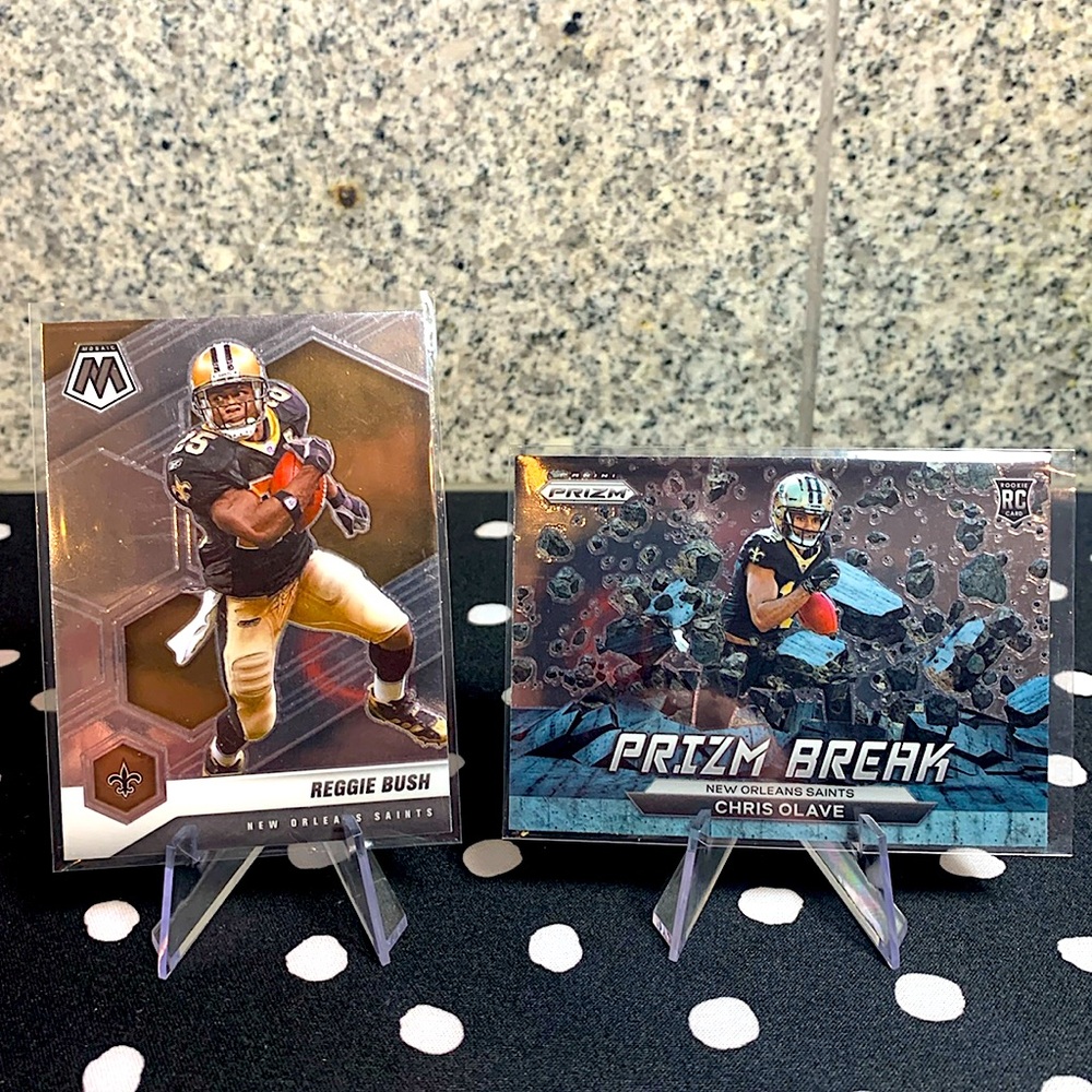 Reggie Bush 2021 Panini Mosaic & Chris Olave 2022 Panini Prizm Rookie Saints!!